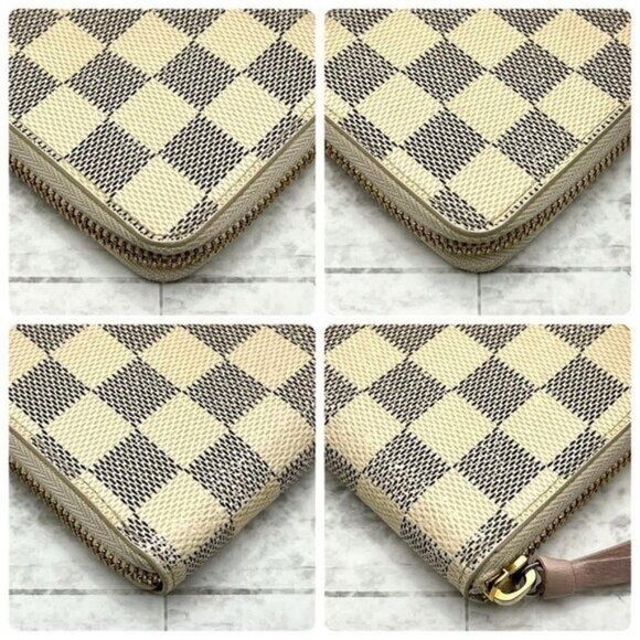 Authentic Louis Vuitton Damier Azur Clemence Zippy Wallet Rose Ballerine Pink - Picture 10 of 13